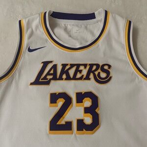 Nike White Lakers Jersey with Purple and Gold LeBron James Edition